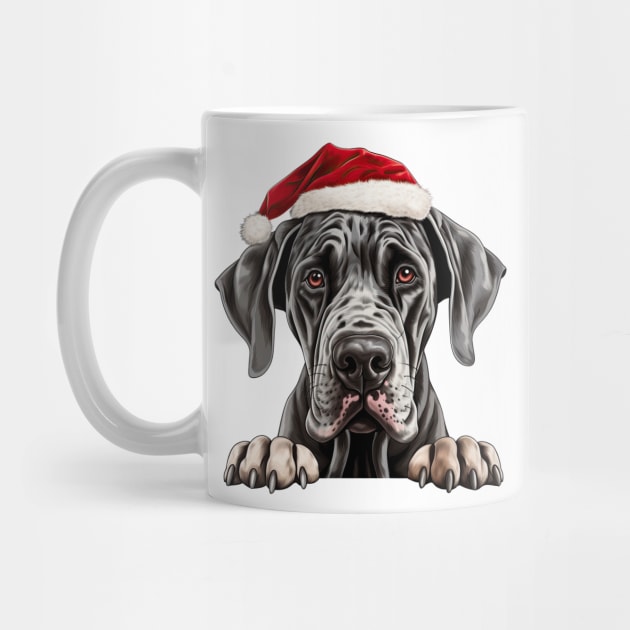 Christmas Peeking Great Dane Dog by Chromatic Fusion Studio